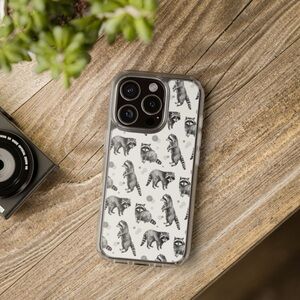 Raccoon Pattern Phone Case - Black and White